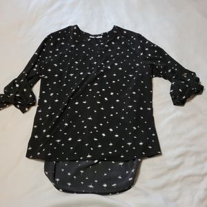 Rolled sleeve blouse with tab buttons